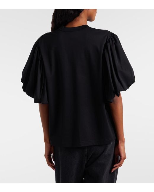Noir Kei Ninomiya Black Puff-Sleeve Cotton Jersey T-Shirt
