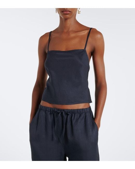 Leset Blue Daniel Open-Back Crop Top