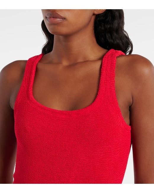 Hunza G Red Square Neck Swimsuit