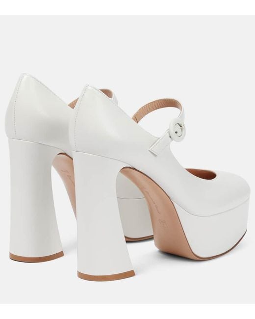 Gianvito Rossi White Mary Jane Leather Pumps