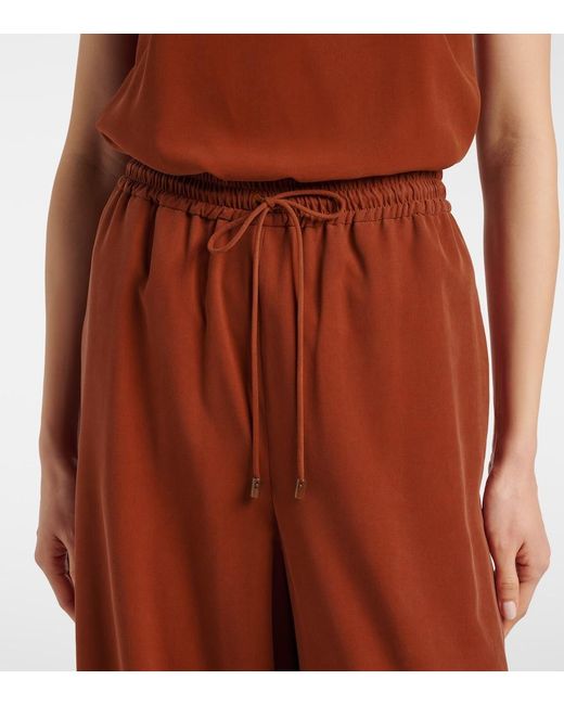 Max Mara Brown Cotton Wide-Leg Pants