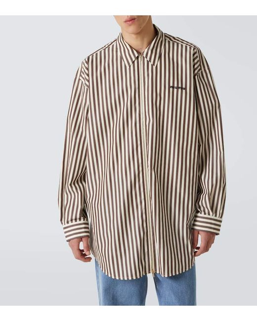 Miu Miu Oversize-Hemd Aus Baumwolle in Brown für Herren