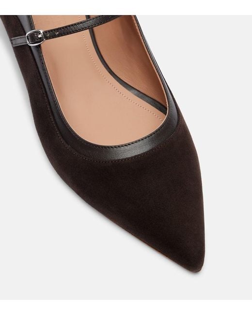 Malone Souliers Brown Corina Leather And Suede Mary Jane Flats