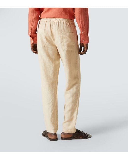 Fedeli Natural Linen Straight Pants for men