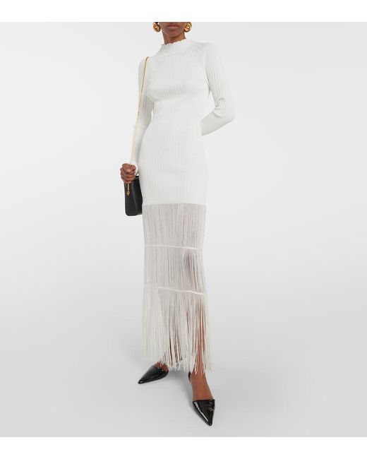 Khaite Cedar Fringed Maxi Dress in White | Lyst