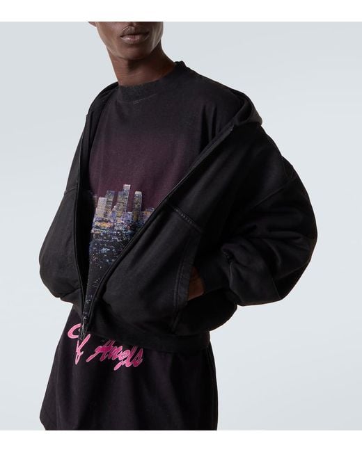 Balenciaga Black Cotton Jersey Zip-Up Hoodie for men