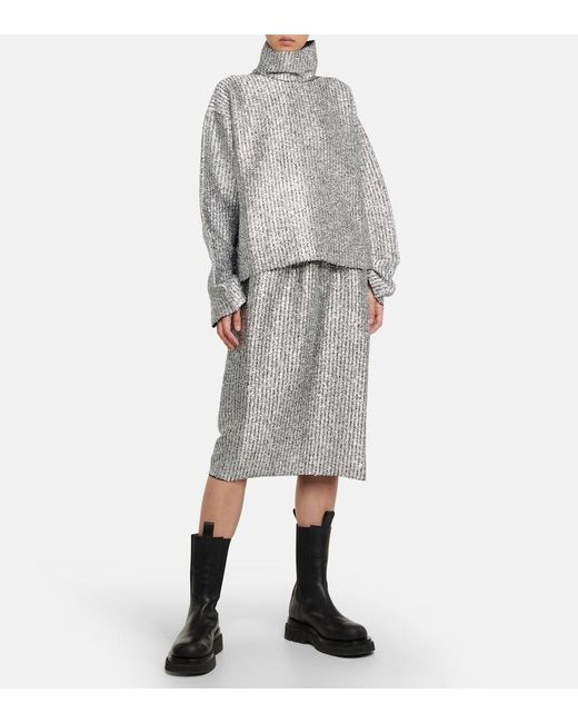 Moncler Genius Black 2 Moncler 1952 Lurex® Wool-blend Midi Skirt