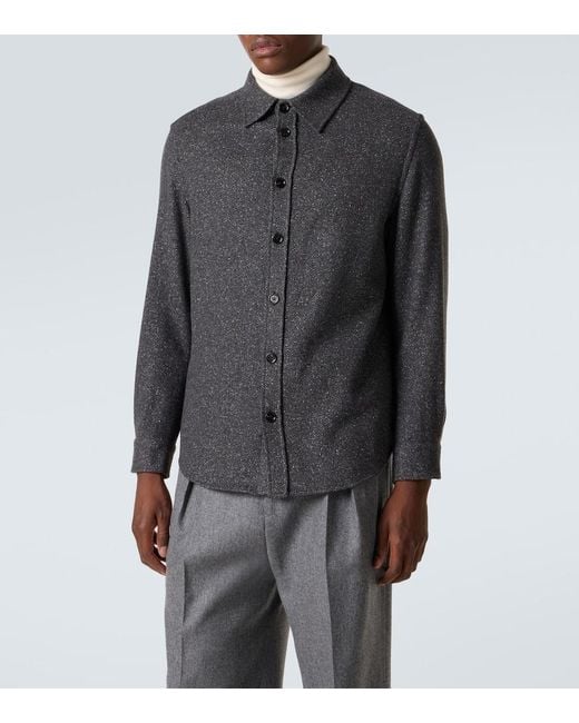Zegna Blue Cashmere And Silk Overshirt for men