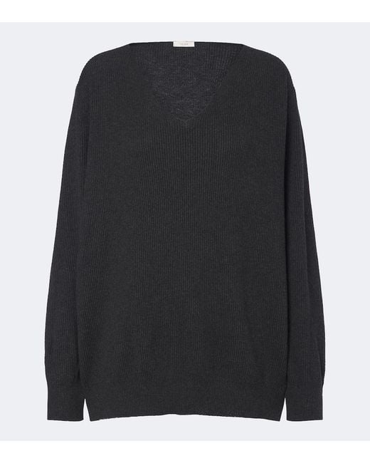 The Row Black Cotton And Cashmere Sweater