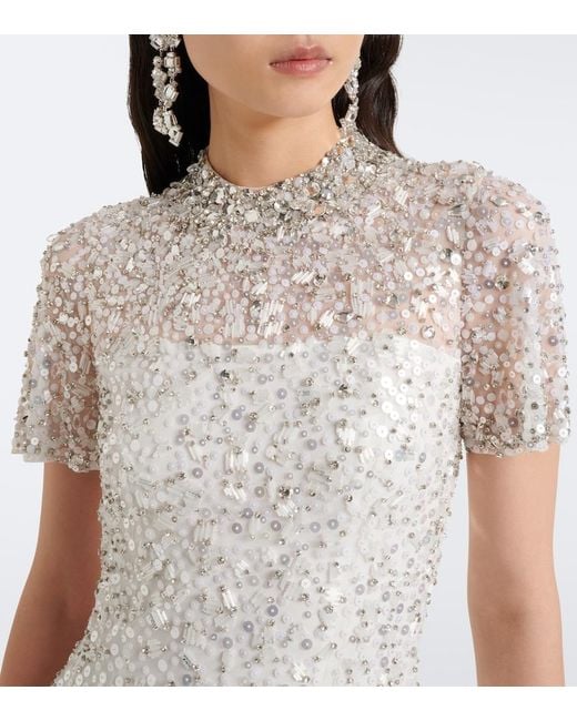 Jenny Packham White Orchid Embellished Gown