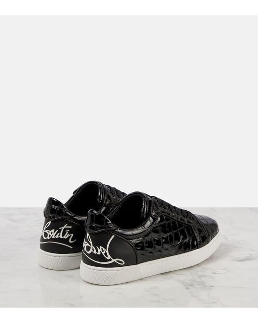 Christian Louboutin Black Fun Vieira Leather Low-Top Trainers