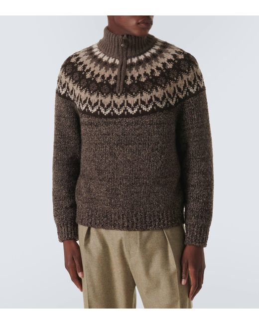 Loro Piana Brown Alpe Cashmere And Silk Sweater for men