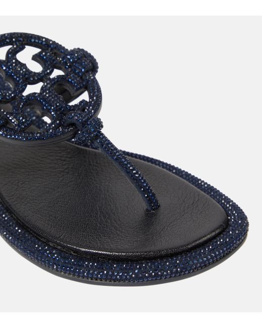 Tory Burch Blue Miller Leather Thong Sandals