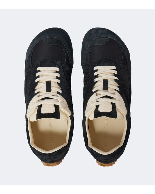 Bottega Veneta Black Orbit Flash Suede-Trimmed Sneakers for men