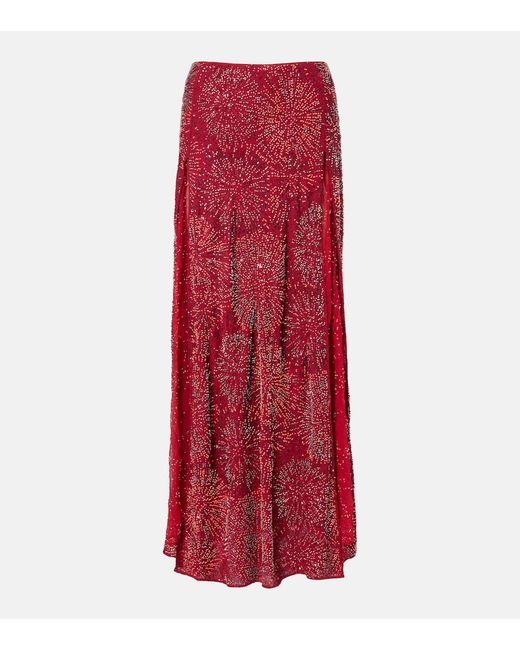 Rabanne Red Embellished Maxi Skirt