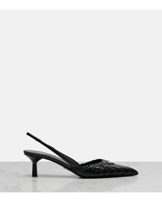 Prada Black Slingback-Pumps Woven Aus Leder