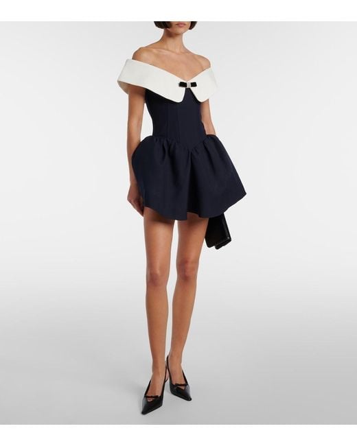 ShuShu/Tong Off-Shoulder Wool And Silk Minidress in Blue | Lyst