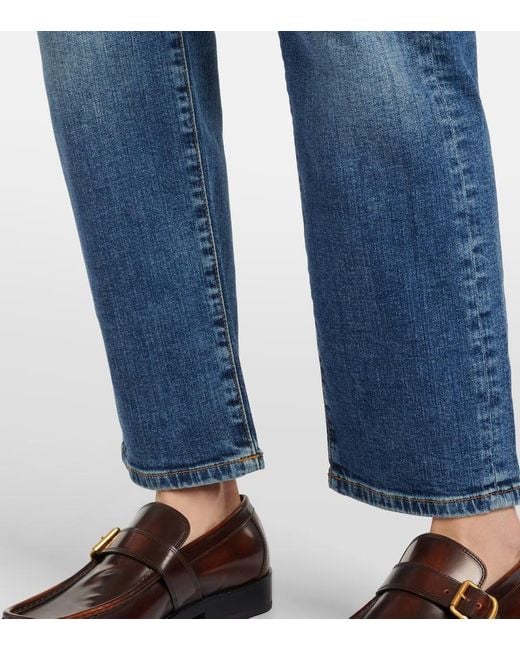 AG Jeans Blue American Low-Rise Straight Jeans