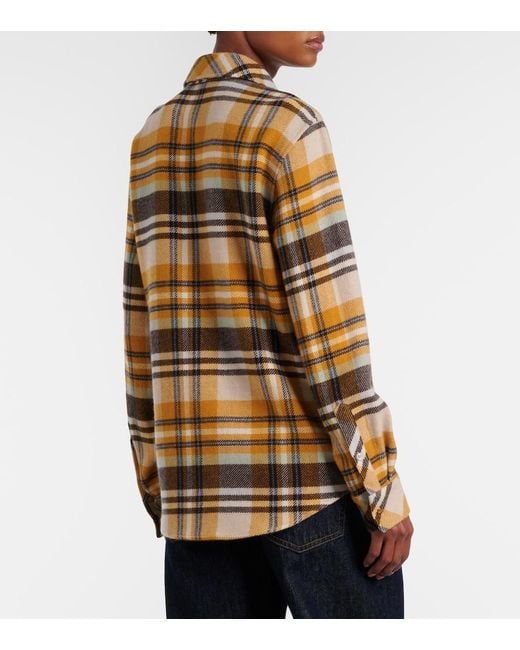 God's True Cashmere Metallic Abundance Tartan Cashmere Shirt With Tiger's Eye