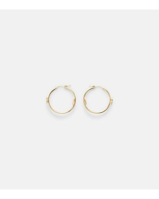 Ileana Makri White Medium 18Kt Hoop Earrings With Diamonds