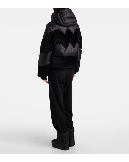 Bogner Black Cathy Velvet-Trimmed Down Jacket