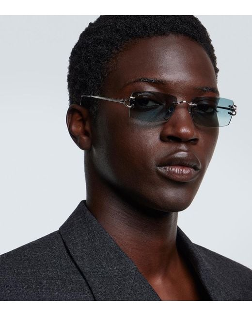 Cartier Blue Signature C De Cartier Rectangular Sunglasses for men
