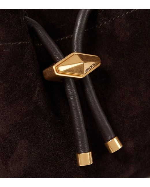 Jimmy Choo Black Bon Bon Small Suede Bucket Bag