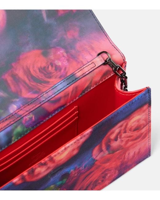 Christian Louboutin Red Loubi54 Satin Floral Clutch Bag