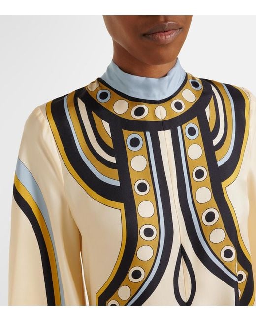 LaDoubleJ Metallic Magnifico Printed Silk Twill Maxi Dress