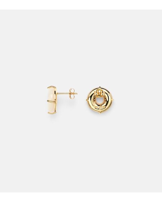 Mateo White 14Kt Earrings With Diamonds And Pearls