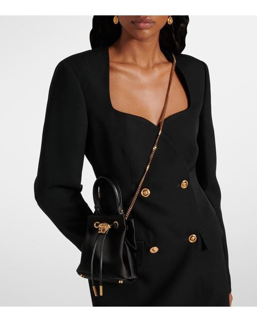 Versace Black La Medusa Mini Satin Bucket Bag