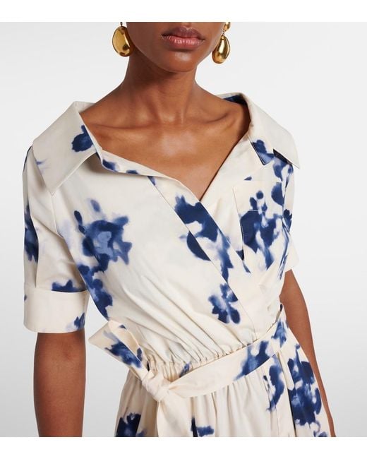 Altuzarra Blue Lydia Floral Cotton-Blend Midi Dress