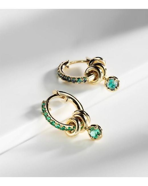 Spinelli Kilcollin White Zahra 18Kt Hoop Earrings With Emeralds