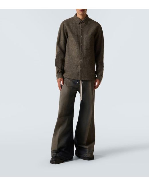 Rick Owens Green Wool Overshirt for men