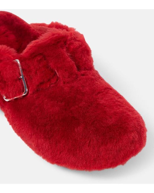 Birkenstock Red Boston Shearling Clogs