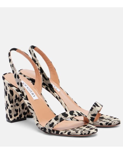 Aquazzura Metallic So Nude 85 Canvas Slingback Sandals