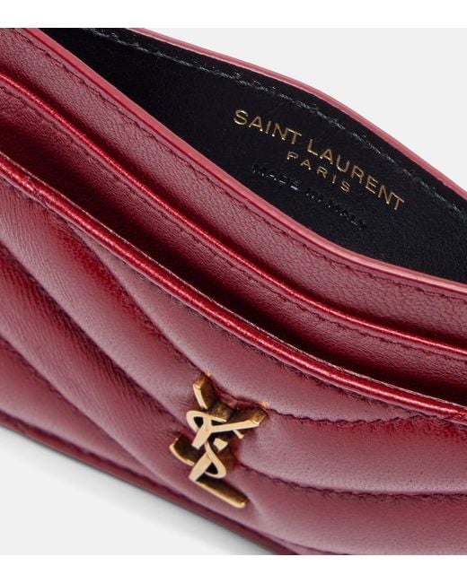 Saint Laurent Red Cassandre Matelasse Leather Card Holder