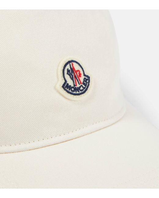 Moncler White Logo Cotton Gabardine Baseball Cap