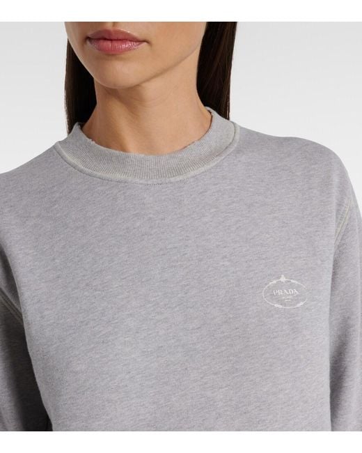Sudadera De Jersey De Algodon Prada de color Gray