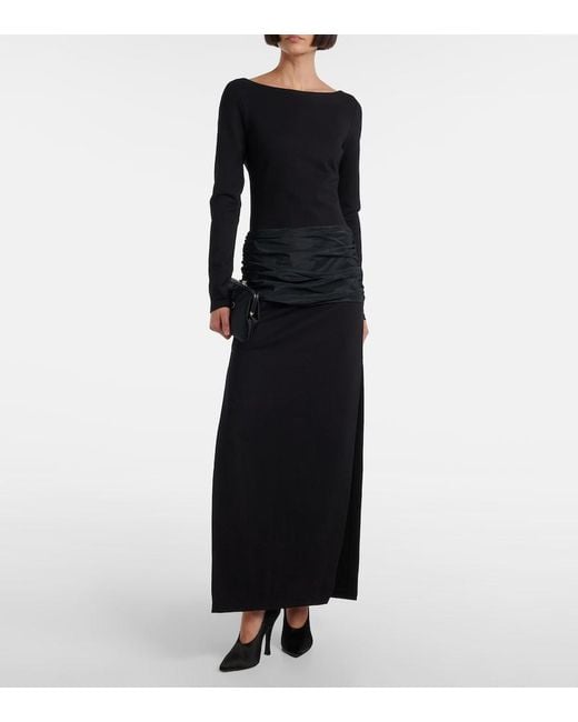 Staud Black Holland Draped Maxi Dress