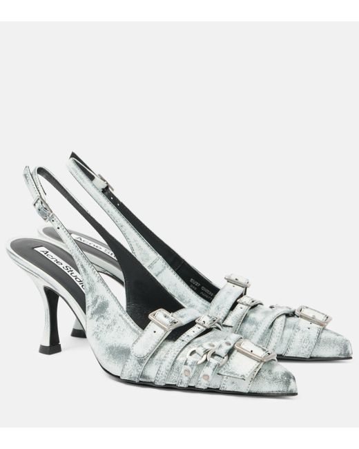 Acne Metallic Leather Slingback Pumps