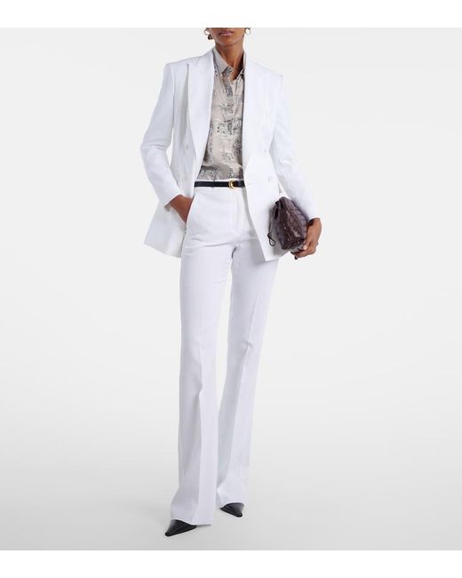 Max Mara White Cotton Slim Pants