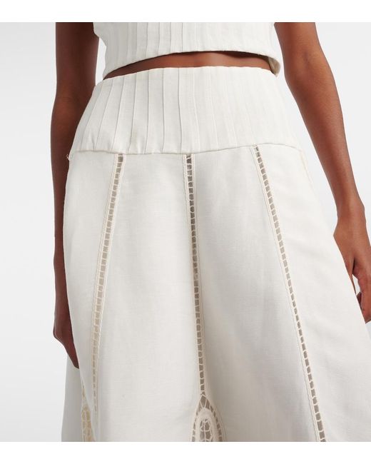 Jonathan Simkhai White Kaius Lace-Trimmed Line-Blend Midi Skirt