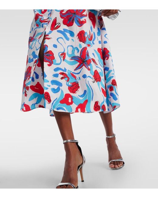 Diane von Furstenberg White Heather Floral Cotton-Blend Midi Dress