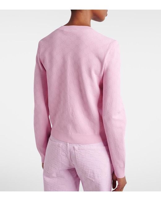 Gucci Pink Gg Jacquard Cardigan