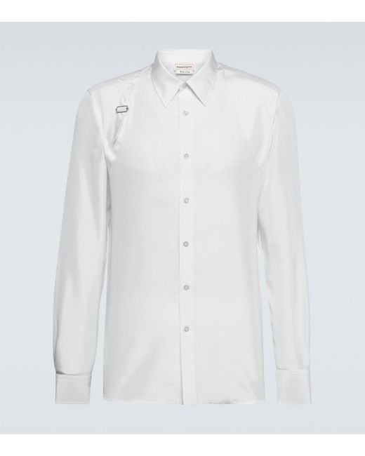 Alexander McQueen White Oversized Silk Shirt for men