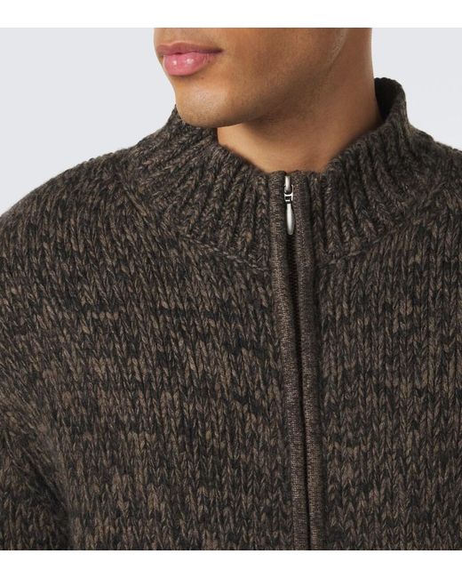 LeKasha Gray Lamdu Cashmere Zip-Up Cardigan for men