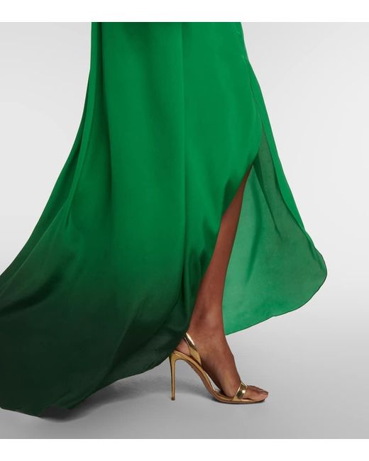 Johanna Ortiz Green Halterneck Silk Maxi Dress