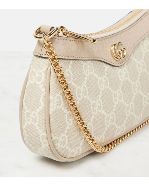 Gucci Natural Ophidia Mini Leather-Trimmed Shoulder Bag