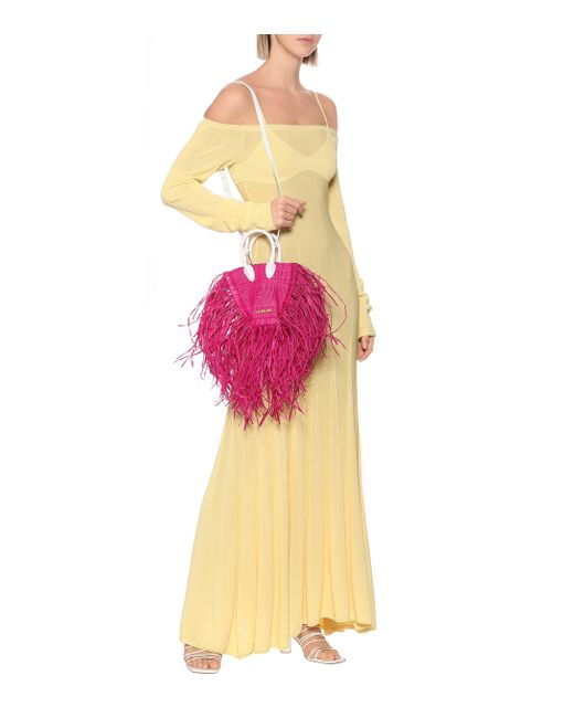 Jacquemus Le Petit Baci Fringed Straw Bag in Pink Save 11 Lyst